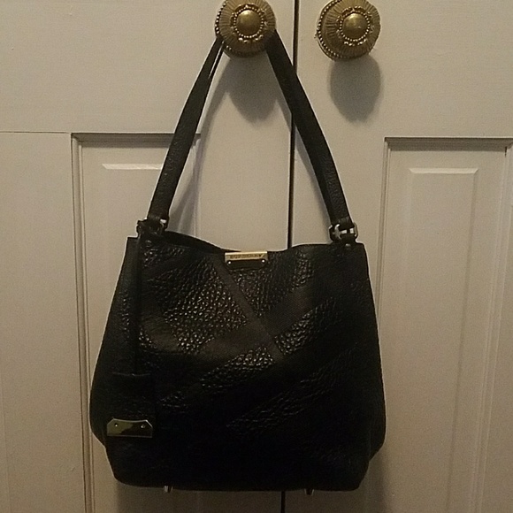 burberry black leather tote